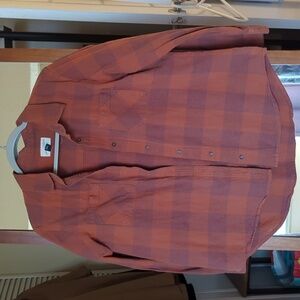 Orange Plaid Button-Up Shirt